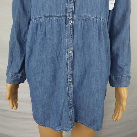 GAP Kids Denim Shirt Dress Front Pockets Long Sleeve Collared New With Tag NWT - Picture 4 of 9